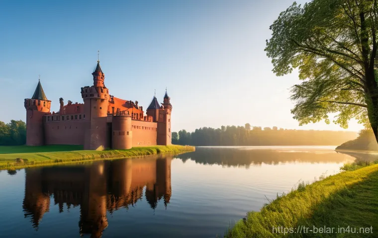 벨라루스 관광지 추천 - A serene and expansive landscape depicting Narač Lake, Belarus's largest lake, under a clear sky. Th...